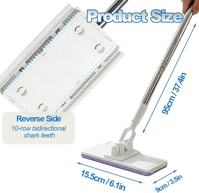 Disposable Dust Mop 34" Long Handle Wet & Dry Floor Mop, Retractable Gap Dust Cleaner with Locking Rotating Head for Hardwood, Tile & Multi-Surface Cleaning (1 Set with 5 Clothes)