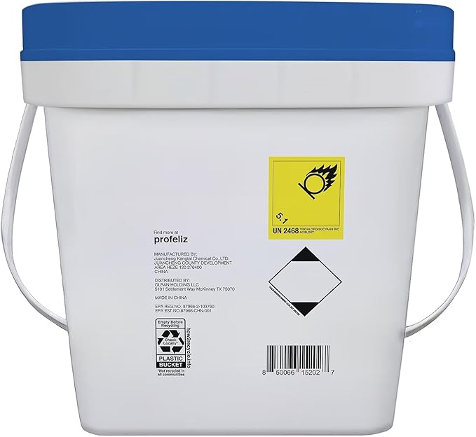 PROFELIZ Chlorine Tablets 3 Inch for Swimming Pools, Kills Bacteria and Stops Algae, Slow Dissolving,Individually Wrapped,Pool Chlorine Tablets, 2-Pack,4 lb per Bucket，8lb Total