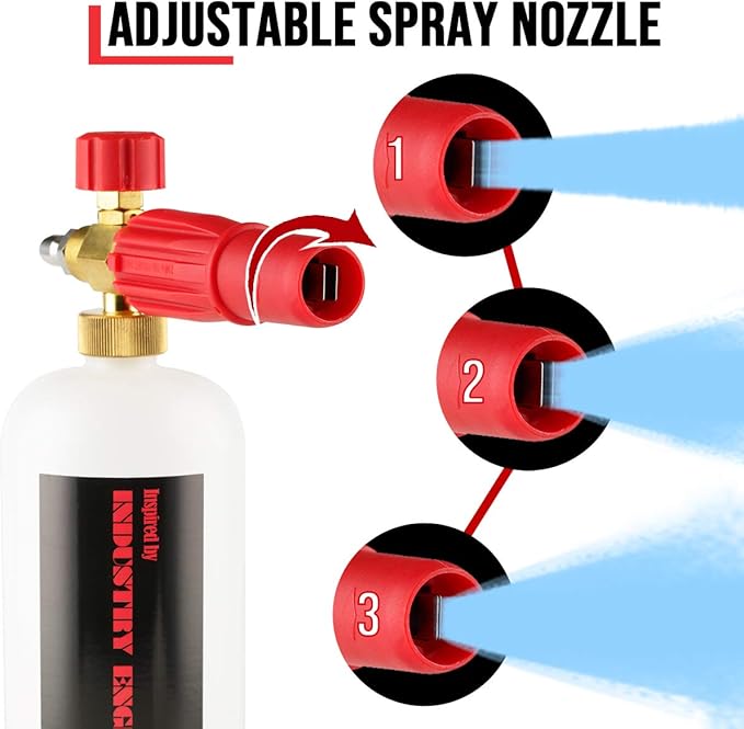 YAMATIC Heavy Duty Foam Cannon Professional Car Wash Pressure Washer Jet Wash 1/4" Quick Connect Adjustable Snow Foam Lance with 5 Nozzle Tips