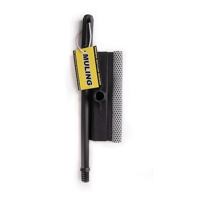 Window Squeegee Cleaning Tool Window Cleaner Car Squeegee Windshield Cleaning Sponge and Rubber Squeegee,BlackM