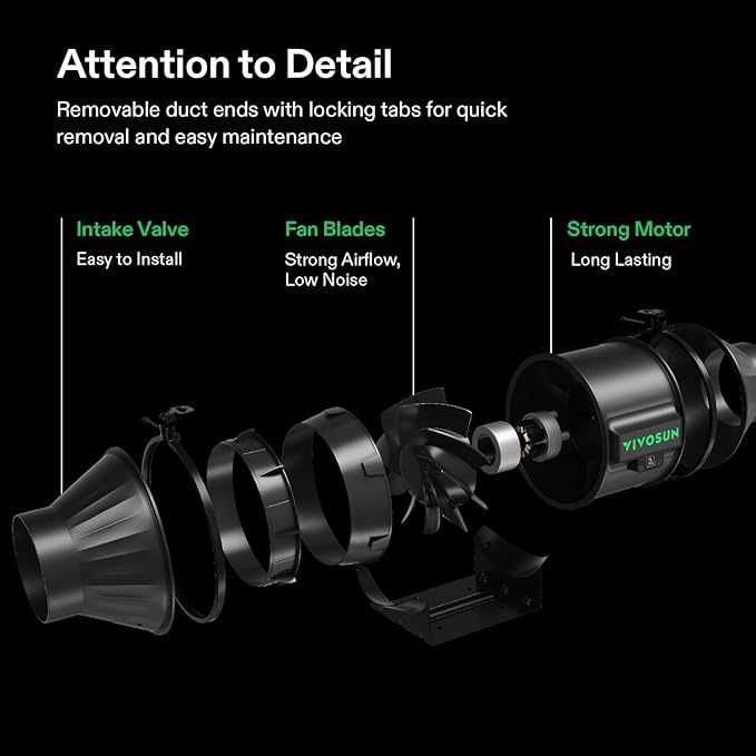 VIVOSUN T4 4" Inline Fan &Speed Controller, AeroZesh Ventilation Fan with 210 CFM EC Motor for Moisture Prevention during Snowstorm, Ideal for Winter Ventilation, Maintain Airflow During Snowy Day