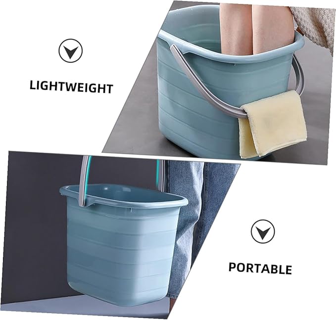 Veemoon Rectangular Plastic Bucket with Handle 11l Blue Mop Bucket for Home Cleaning and Water Storage Sturdy Household Water Container for Dormitory Use