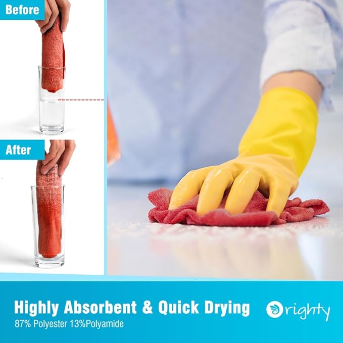 Orighty Cleaning Cloths, Shop Towels 50 Pack, Shop Rags Reusable, Microfiber Cleaning Rags Bulk for Cars, Multi-Purpose Lint Free Towels for Automotive, Mechanic, Kitchen, 11.5’’ x 11.5’’, Red