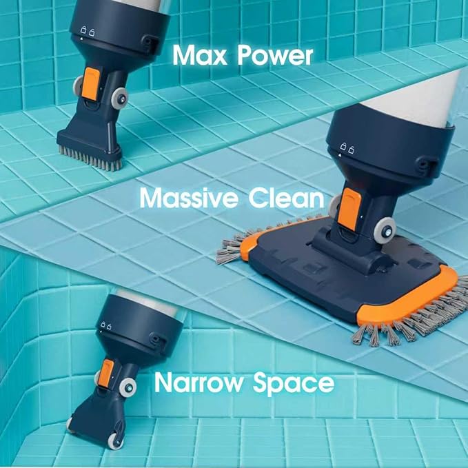 Heave Duty Pool Vacuum for Above Ground & Inground Pool - Powerful Suction 18.9GPM Running time up to 1H, Ideal for Most Debris, Handheld Rechargeable Pool Cleaner with Segmented Pole