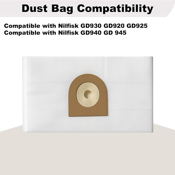 6 Pack Replacement Disposable Vacuum Bags, Non-Woven Fabric Dust Bags Compatible with Nilfisk Euroclean GD930 Vacuums