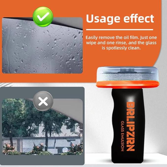 Glass Oil Film Remover for Car, Roll-On Glass Compound with Cleaning Board, Removes Oil Film, Improve Windshield Clarity for Safe Driving