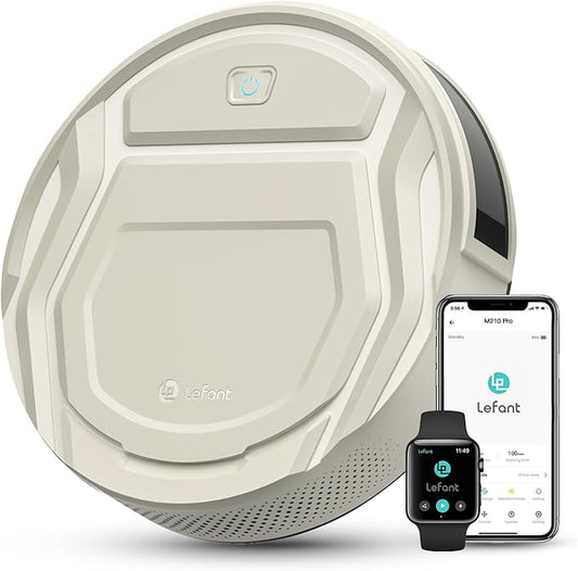 Lefant M210 Pro Robot Vacuum, Strong 4000Pa Suction, 200 Min Runtime, Super Slim Thin, Low Noise, Self-Charging, Wi-Fi/App/Alexa Control, Ideal for Pet Hair & Hard Floors
