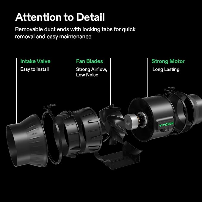 VIVOSUN T6 6" Inline Fan &Speed Controller, AeroZesh Ventilation Fan with 408 CFM EC Motor for Moisture Prevention during Snowstorm, Ideal for Winter Ventilation, Maintain Airflow During Snowy Day