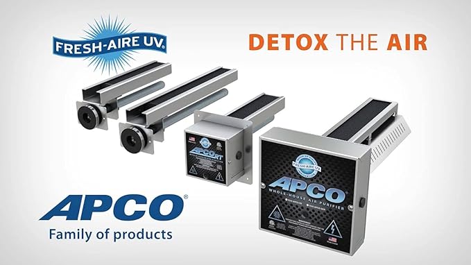 APCO Carbon Matrix Filter HVAC UV Air Purifier, Includes Dual 2-Year UVC Lamp for Coils (120-277 VAC Series) # TUV-APCO-DI2-P
