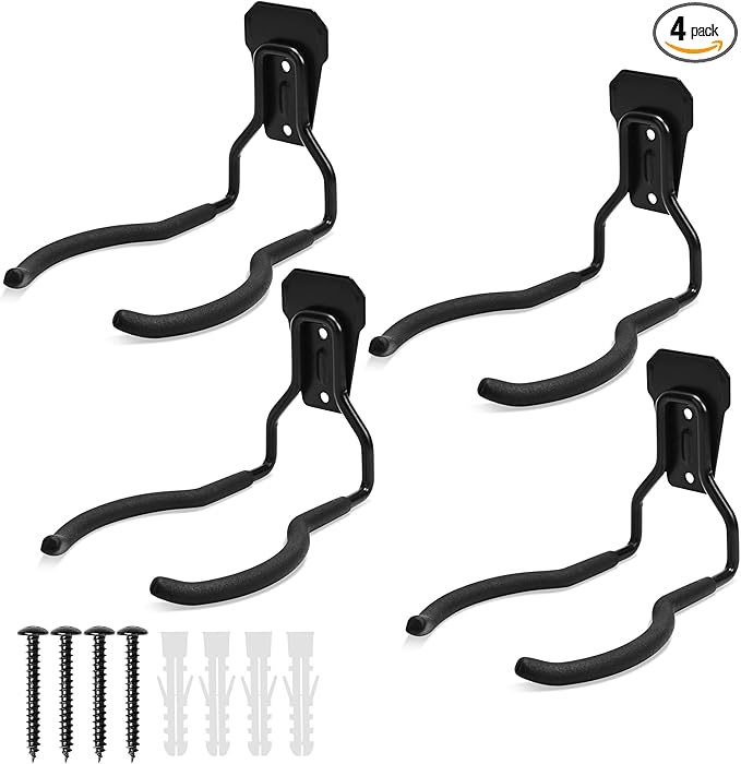Garden Power Tool Hanger - 4Pcs Steel String Trimmer Holder Wall Mount, Grass Trimmer Organizer, Weed Eater Rack Garage Storage Hook for Weed Wacker, Leaf Blower and Other Lawn Equipment