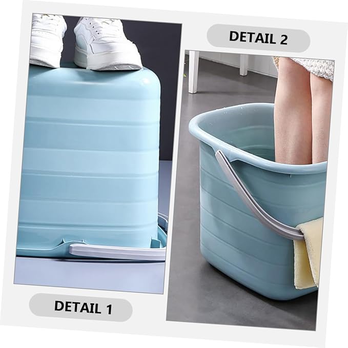 Plastic Bucket with Handle 11l Rectangular Water Storage Container Portable Multipurpose Home Cleaning Mop Bucket Blue for Household Use
