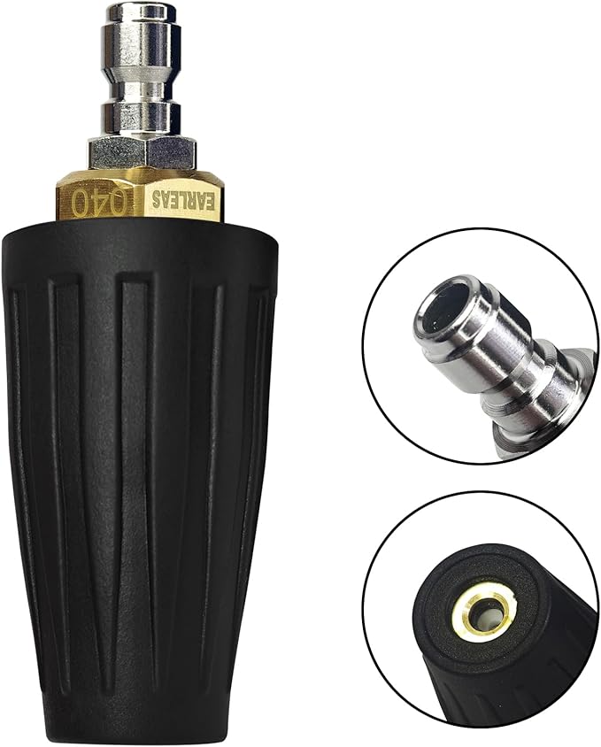 Turbo Pressure Washer Nozzle 4500 PSI, 1/4 Inch Quick Connect, 360° Rotating Jet, Universal Heavy Duty Power Washer Tip for Deep Cleaning & Tough Grime | 4.0 GPM, 4.0 Orifice