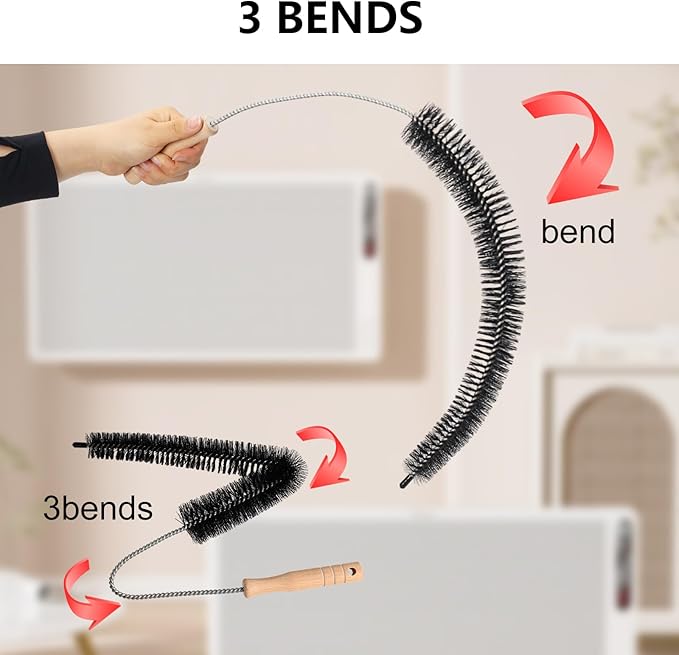 Dryer Vent Cleaning Brush - Lint Removal Cleaner Tool, LongFlexible with Wood Handle 2Pcs
