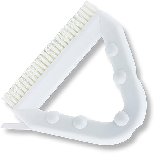 SPARTA Plastic Commercial Grout Brush, Triangle-Shaped Scrub Brush with Scraper and Two Threaded Holes for Attaching Handle (Sold Separately), 9 x 7 x 7 Inches, White, (Pack of 4)