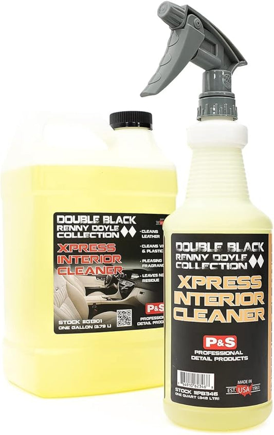P & S PROFESSIONAL DETAIL PRODUCTS - Xpress Interior Cleaner - All-in-One Solution for Removing Traffic Marks, Dirt, Grease, Oil; Works on Leather, Vinyl, Plastic; Fresh Scent; 1 Gallon & 1 Quart