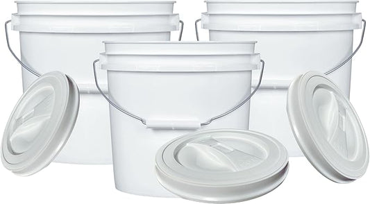 House Naturals 2 Gallon Food Grade, BPA Free, Made in USA Bucket with Screw On Lid (Pack of 3)