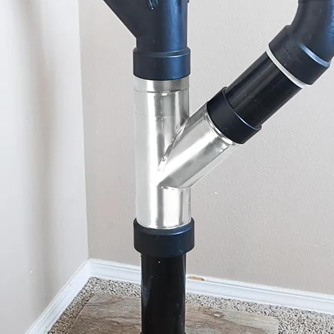 4 Inch Duct Splitter, 3 Way Duct Hose Connector 45 Degree Y Shaped Exhaust Fan Dryer Vent Hose Metal Bathroom Ventilation Vent Duct Splitter Tool (Silver)