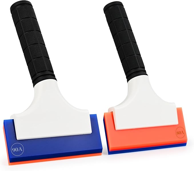 EHDIS 2PCS Double Edge Blade Small Rubber Squeegee 5-inch Handy Window Shower Squeegee Auto Water Blade for Car Windshield, Window, Mirror, Glass Door, Ice Snow Removal Scraper Tool