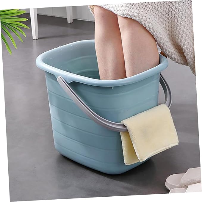 Plastic Bucket with Handle 11l Rectangular Water Storage Container Portable Multipurpose Home Cleaning Mop Bucket Blue for Household Use