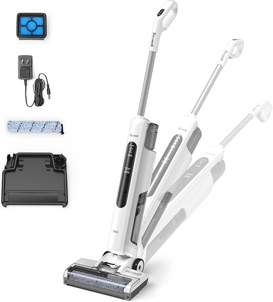 ECOWELL Wet Dry Vacuum Cordless Vacuum Mop Wash All in One, Self-Cleaning 0.1'' Dual-Sided Edge Cleaning, 8.2 lbs Lightweight Vacuum and Mop Combo for Hard Floors & Carpet, WCVP03