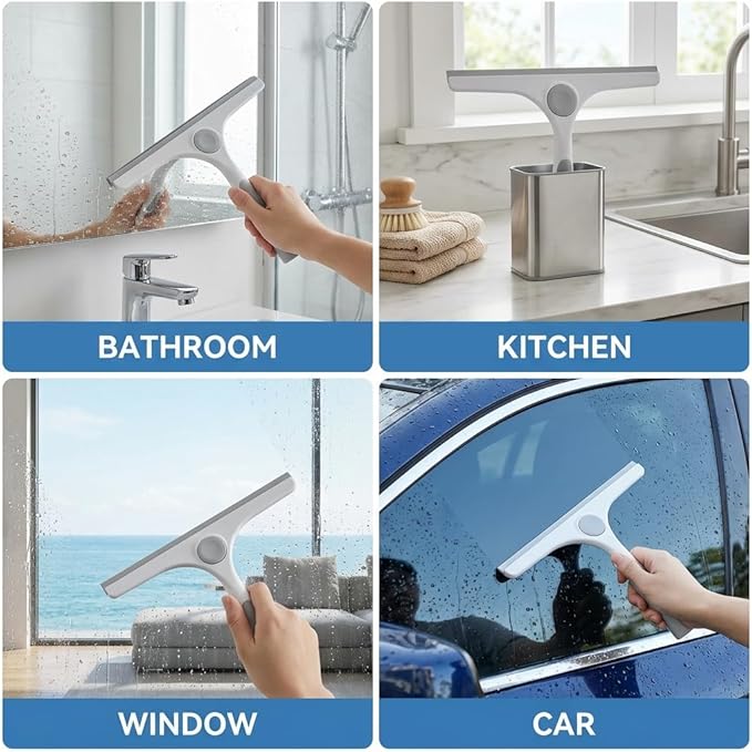 11-Inch All-Purpose Foldable Shower Squeegee with 180° Rotating Head for Shower Glass Door, Tile Walls, Bathroom, Window, Mirror, Car and Kitchen