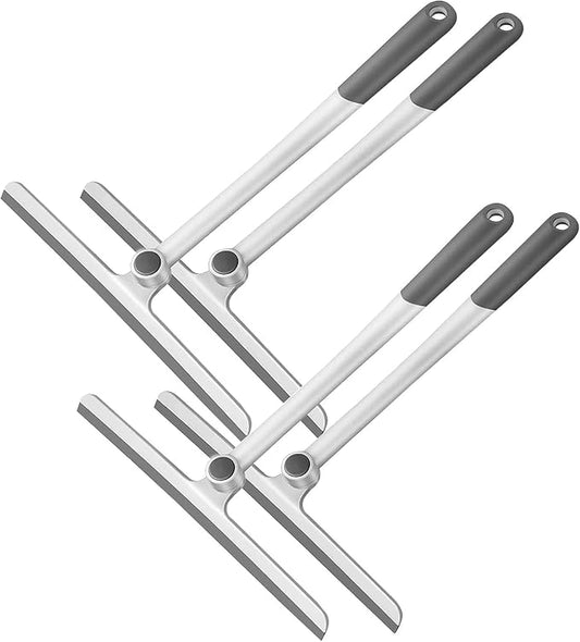 Window Squeegee, 2 Pack Shower Squeegee for Glass Doors Bathroom Mirror Windows Cars and Tile Walls, Silicone Plastic Squiggy Cleaner Tool 12 inch（4 Pack