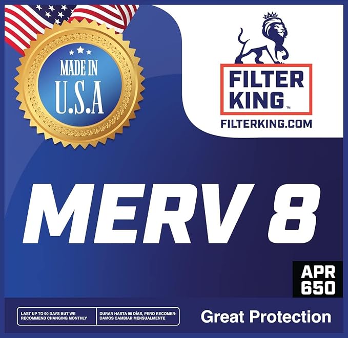 Filter King 18x18x4 Air Filter | 3-PACK | MERV 8 HVAC Pleated A/C Furnace Filters | MADE IN USA | Actual Size: 17.5 x 17.5 x 3.75"