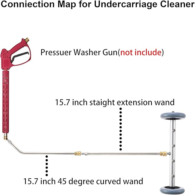 RIDGE WASHER Pressure Washer Undercarriage Cleaner, 16 Inch Undercarriage Washer, Pressure Washer Under Car Cleaner with Straight Extension Wand, 4000 PSI