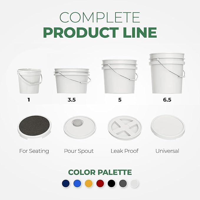 EconoHome 1 Gallon Food Grade Round Plastic Bucket - Food Storage Deli Containers with Lids Ideal for Ice Cream, Soup, and Prep Containers - BPA-Free, Premium HDPE - 1 Pack