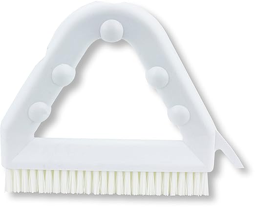 SPARTA Plastic Commercial Grout Brush, Triangle-Shaped Scrub Brush with Scraper and Two Threaded Holes for Attaching Handle (Sold Separately), 9 x 7 x 7 Inches, White