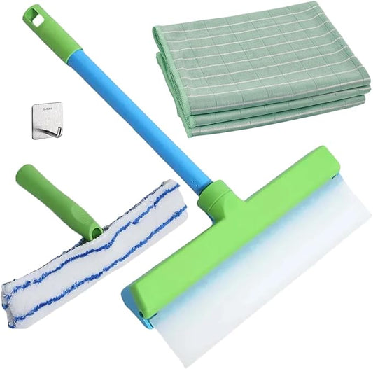 Reusable Silicone Squeegee & Aqua Blade Cleaning Kit with Scrubber, Long-Term Use for Shower, Mirror, Car & Door (1 Set)
