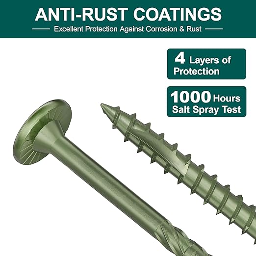 #14 Heavy-Duty Wood Screws, Star Drive Deck Screws, Rust Resistant Timber Screws for Timber/Log/Landscaping Wood (8 Inch,50Pcs,Green)