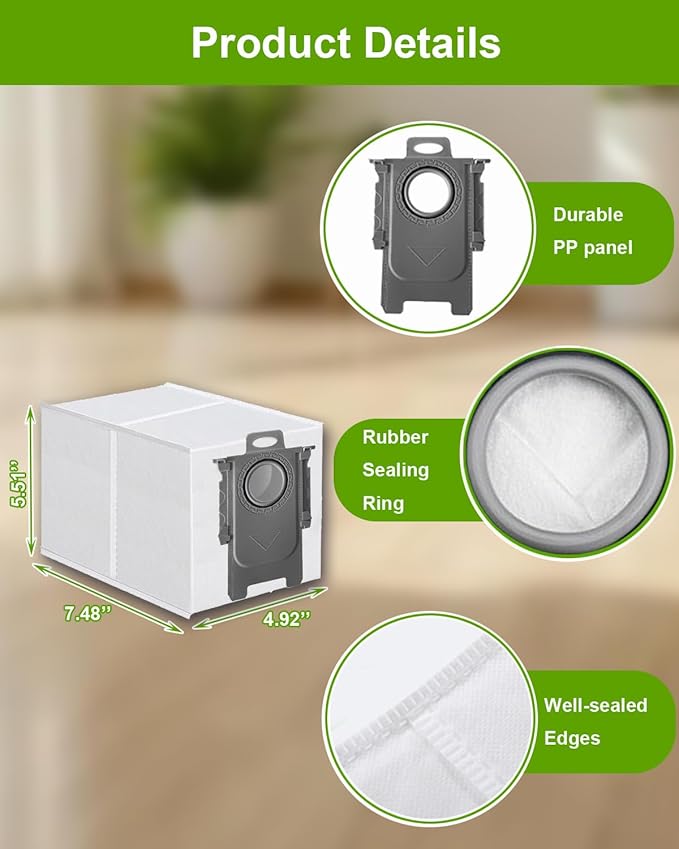 ApexOne 18 Pack Dust Bags for Roborock QV 35A/Qrevo S5V/Saros 10/10R/Q Revo/Qrevo S/Qrevo Pro/Qrevo MaxV/Qrevo Master/Qrevo Plus/S8 Max Ultra/S8 MaxV Ultra/Qrevo Slim Vacuum Cleaner, 3.2L Capacity