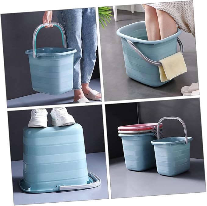 Plastic Water Bucket with Handle 11L Small Rectangular Home Water Container for Mopping and Bathing Household Cleaning Supplies