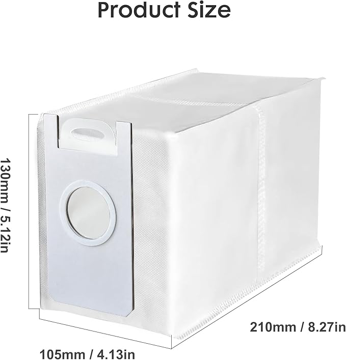6 Pack Disposable Dust Bags for V5 Robot Vacuum Cleaner, 3.2L Large Capacity Vacuum Cleaner Dust Bags for V5, V5 PRO