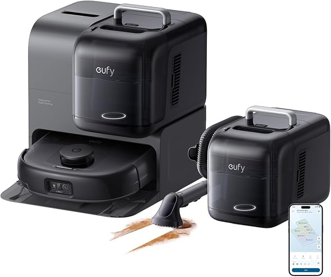 eufy Robot Vacuum E28, 20,000 Pa Suction, Roller Mop with HydroJet System, Portable Carpet for Deep Cleaning,All-in-One Robot Vacuum and Mop Combo, Zero-Tangling, Corner-to-Edge Cleaning (Upgraded)