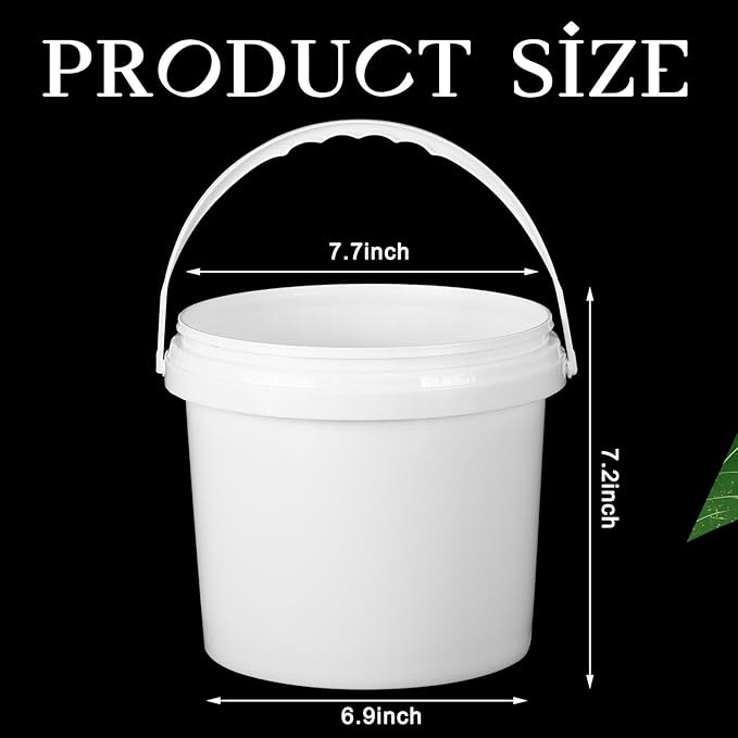 Gerrii 10 Pack White Plastic Bucket with Handle and Lid Food Storage Bucket Containers All Purpose Pail for Multipurpose Paint Water Art Crafts Projects Garage Organization (White, Blue,1 Gallon)