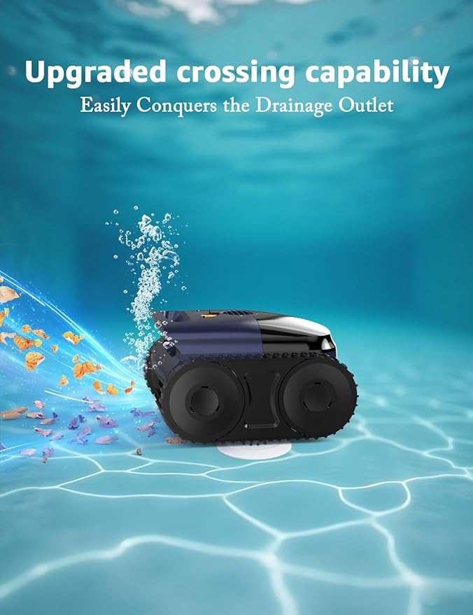 Pool Vacuum for Inground Pools, Zyerch Robotic Pool Cleaner for Above Pools with Floor/Wall Climbing/Waterline Cleaning, 180 Min Runtime, Pools up to 2150 Sq.Ft