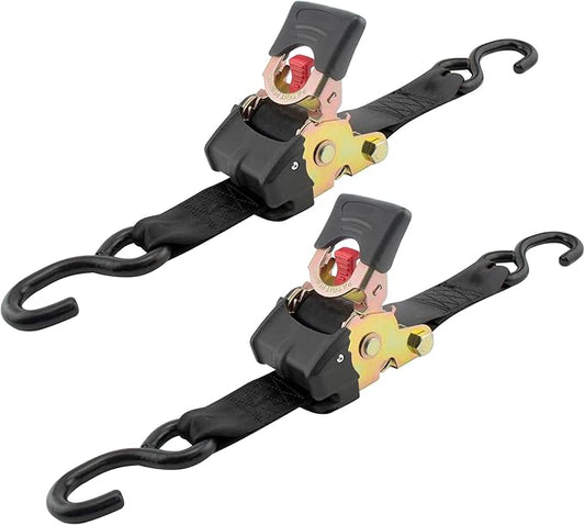Erickson Pro Series 2in x 10ft Black Retractable Ratcheting Tie-Down Straps, High-Strength Design, 3300 lb Load Capacity, Pack of 2