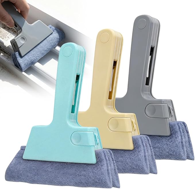 Magic Window Track Cleaner, Window Groove & Track Cleaning Brush Tools Set for Window Lides Gaps Tile Lines Shutter Car Vents (Yellow)