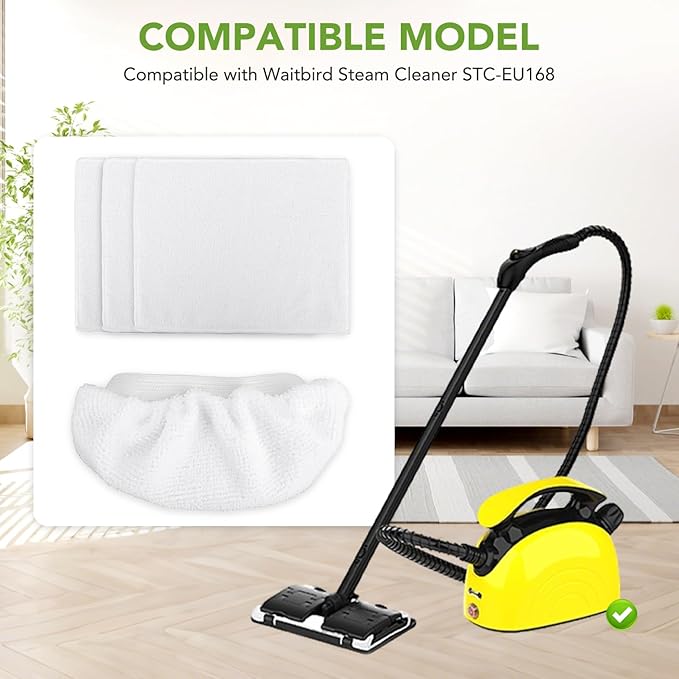 Sgizoku 6+6 Pack Steam Mop Pads Compatible with Waitbird Steam Cleaner STC-EU168-6 Pack Reusable Microfiber Mop Pads + 6 Pack Ironing Cloths Set Replacement (Mop is Not Included)