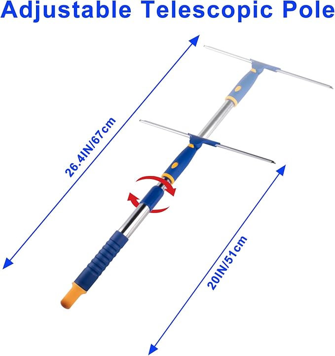 ITTAHO 14" Shower Squeegee for Glass Doors, All-Purpose Extendable Squeegee for Shower Glass with 2 Blades,Window Squeegee,Window Cleaner Tool for Shower Doors, Windows, Bathroom and Car Windshields