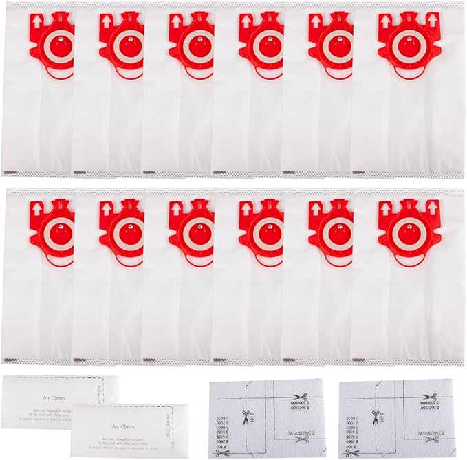 12 Pack FJM Dust Bags + 2 Pack Filters Replacement for Miele FJM Vacuum Compact C2 Compact C1 Complete C1 S241 S290 S300i S500 S700 S4 S6 Series