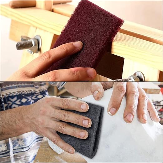 6"x9" Automotive Scuff Pad 8 Pack (7447&7448) - 4 Maroon(Fine) & 4 Gray(Ultra Fine), Wet/Dry Reusable Scuffing Pad for Paint Prep, Sanding - Auto Body, Woodworking & Handicrafts