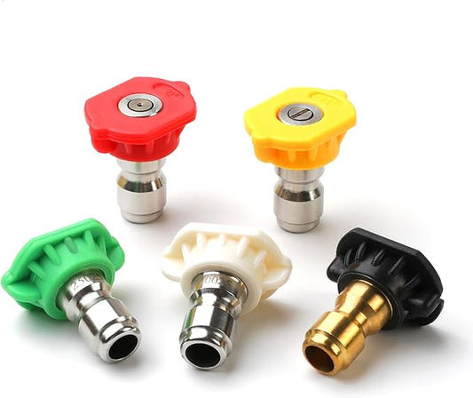 Pro-Grade Pressure Washer Tips (5-Pack), 4500 PSI Nozzle Set | Smart Value for 1/4 Inch Quick Connect Wands, 2.5 GPM