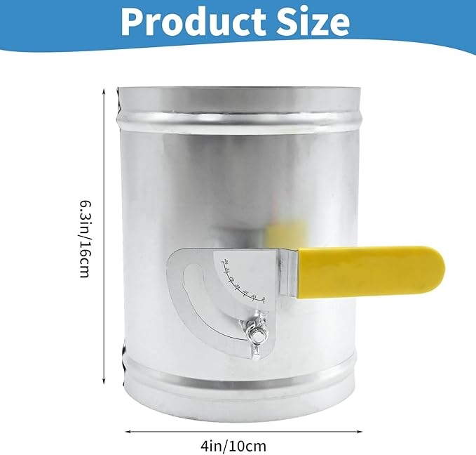 HVAC Duct Manual Volume Damper 4Inch Air Flow Regulator Airflow Ducting Backdraft Damper for Air Ventilation System (4 Inch)