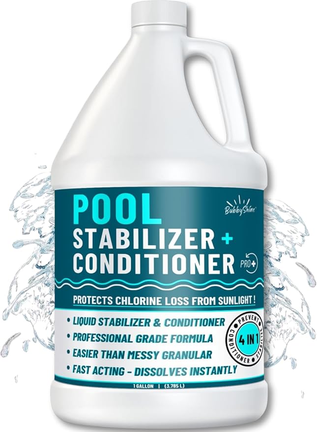 Pool Stabilizer - Cyanuric Acid Pool Stabilizer, Liquid Chlorine Stabilizer for Pool Chemicals, Swimming Pool Conditioner Stabilizer, for Salt Pool & Chlorine, 1 Gallon