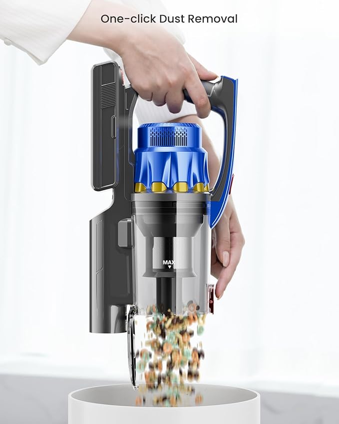 Cordless Vacuum Cleaner, 650W 55KPA 70Mins Vacuum Cleaners for Home, Self-Standing Stick Vacuum with Removable Battery, Wall Mount Charging, Anti-Tangle Roller Brush for Pet Hair, Carpet, All Floors