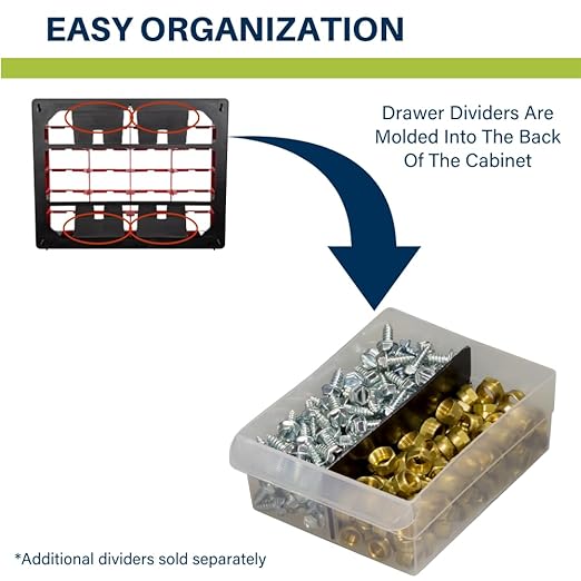 Akro-Mils 24-Drawer Plastic Storage Cabinet | 20" W x 6" D x 16" H | Black | Model 10124 | Garage Organization