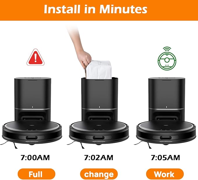 6 Pack Replacement Dust Bags for Tapo RV30 Max Plus/RV20 Max Plus Robot Vacuum - Compatible Vacuum Bags for Robotic Cleaner Accessories, Canister & Upright Vacuums